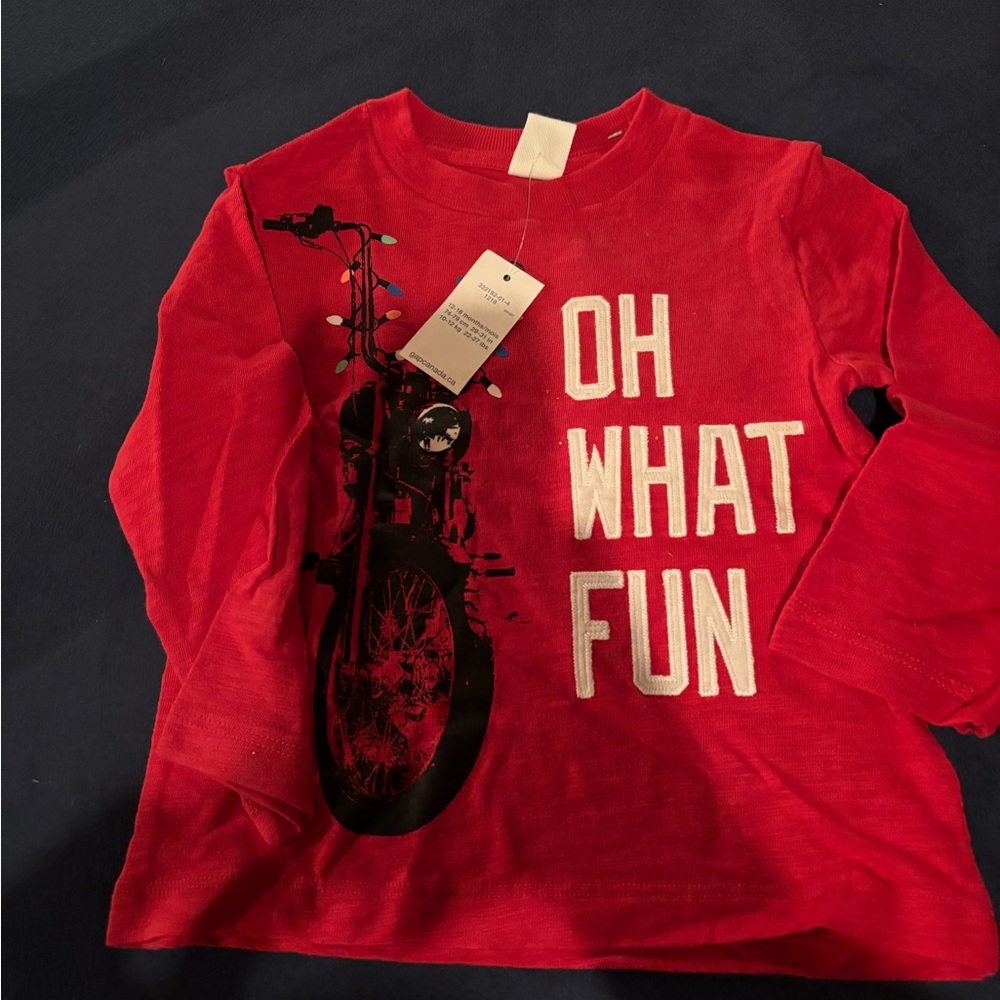 5/$25 GAP Red Long Sleeve Tee with Fun Graphic